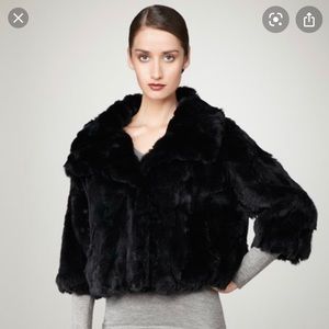 Adrienne landau crop fur jacket black size S/M